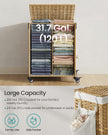 Laundry Basket – Rattan-Style – Natural – 3 Compartments with Lid and Removable Liner