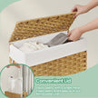 Laundry Hamper – Synthetic Rattan – Cloud White – Foldable with Lid and Removable Bag