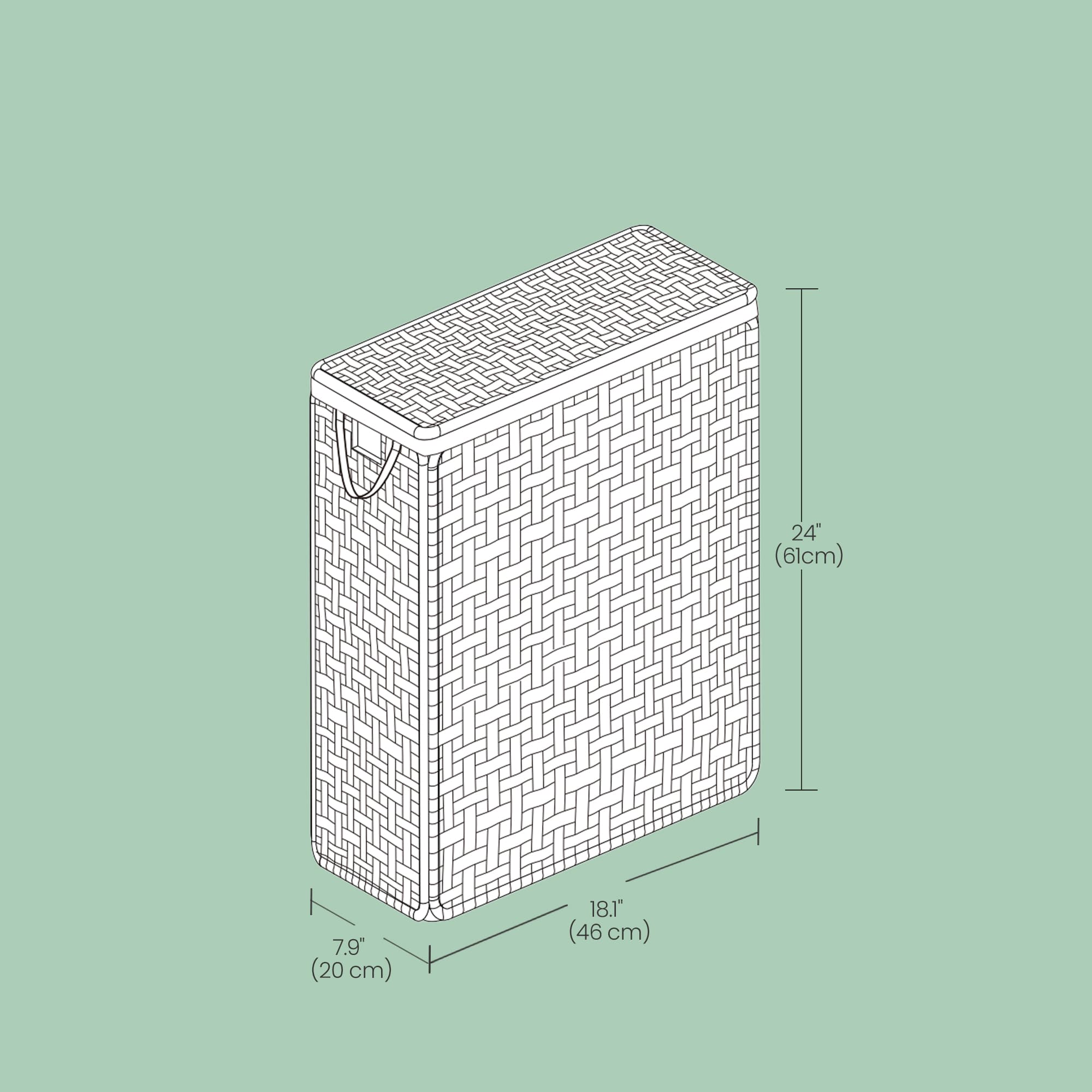 Laundry Hamper – Synthetic Rattan – Cloud White – Foldable with Lid and Removable Bag