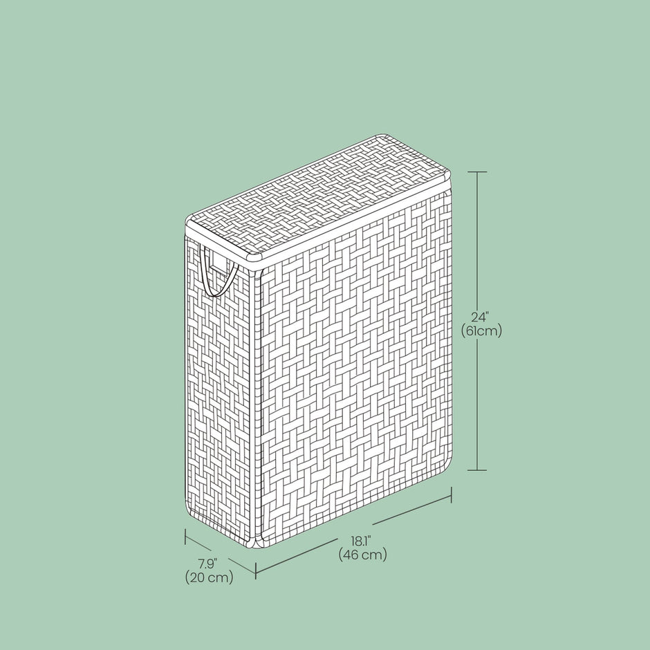 Laundry Hamper – Synthetic Rattan – Cloud White – Foldable with Lid and Removable Bag