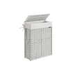 Slim Laundry Basket – Synthetic Rattan – Cloud White – Foldable with Lid and Handles