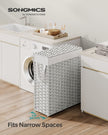 Slim Laundry Basket – Synthetic Rattan – Cloud White – Foldable with Lid and Handles