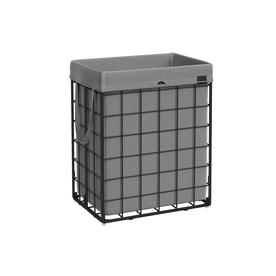 Collapsible Laundry Basket – Metal Wire Frame – Ink Black and Slate Grey – Removable and Washable Liner