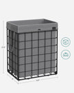 Collapsible Laundry Basket – Metal Wire Frame – Ink Black and Slate Grey – Removable and Washable Liner