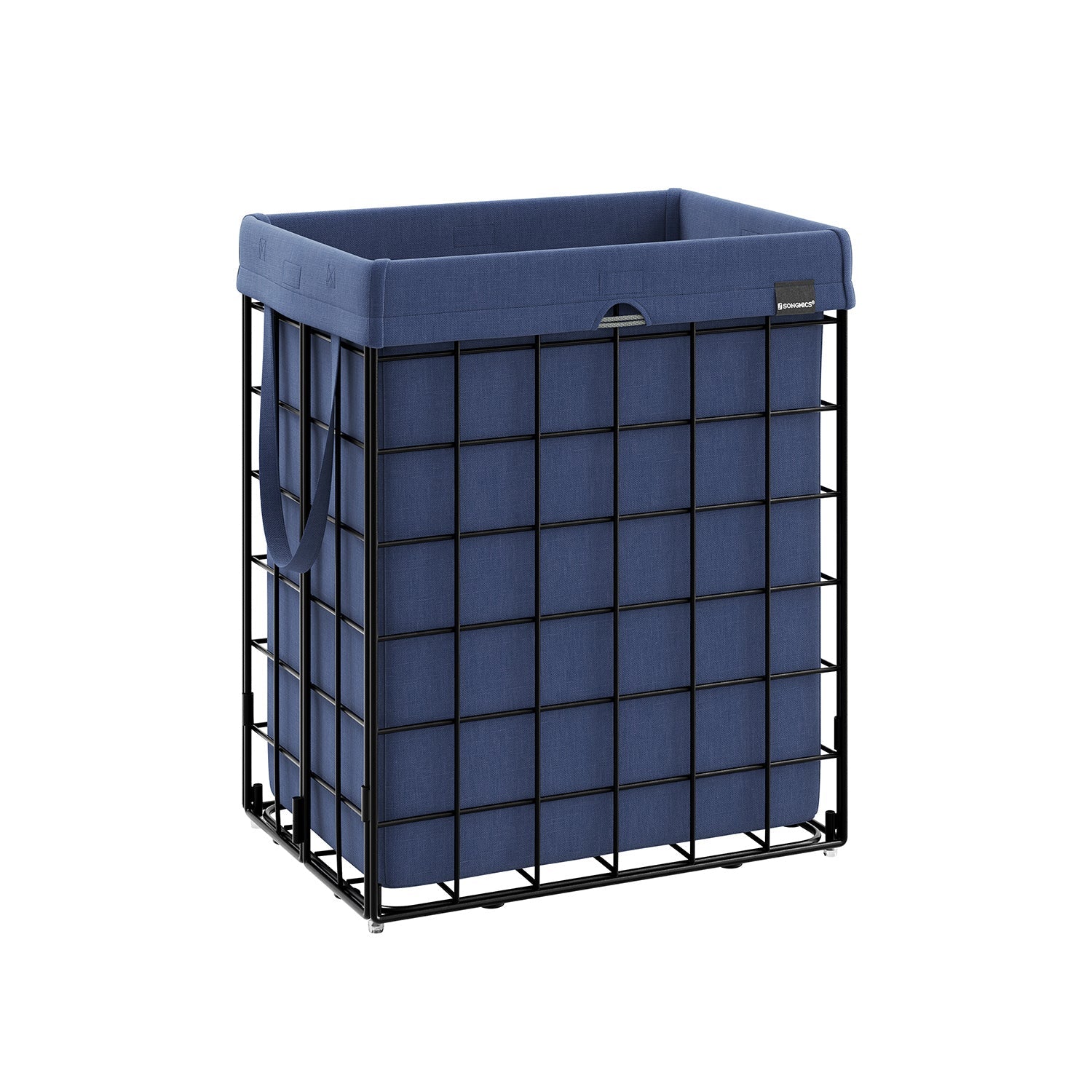 Laundry Basket – Metal Wire Frame – Gray – Collapsible with Removable Washable Liner, 90L Capacity