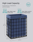 Laundry Basket – Metal Wire Frame – Gray – Collapsible with Removable Washable Liner, 90L Capacity