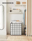 Collapsible Laundry Basket – Metal Wire Frame – Ink Black and Cloud White – Removable and Washable Liner, 90L Capacity