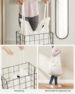 Collapsible Laundry Basket – Metal Wire Frame – Ink Black and Cloud White – Removable and Washable Liner, 90L Capacity