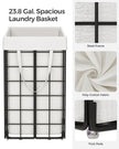 Collapsible Laundry Basket – Metal Wire Frame – Ink Black and Cloud White – Removable and Washable Liner, 90L Capacity