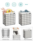 Collapsible Laundry Basket – Metal Wire Frame – Ink Black and Cloud White – Removable and Washable Liner, 90L Capacity