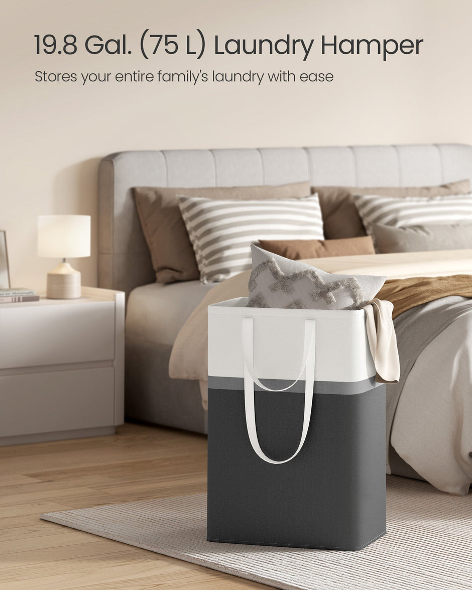 Collapsible Laundry Hamper Set of 2 – Fabric – Ink Black – 75 L Capacity, Easy to Transport and Clean