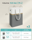 Collapsible Laundry Hamper Set – Fabric – Slate Grey – Freestanding and Easy to Transport – 75 L Capacity – Set of 2