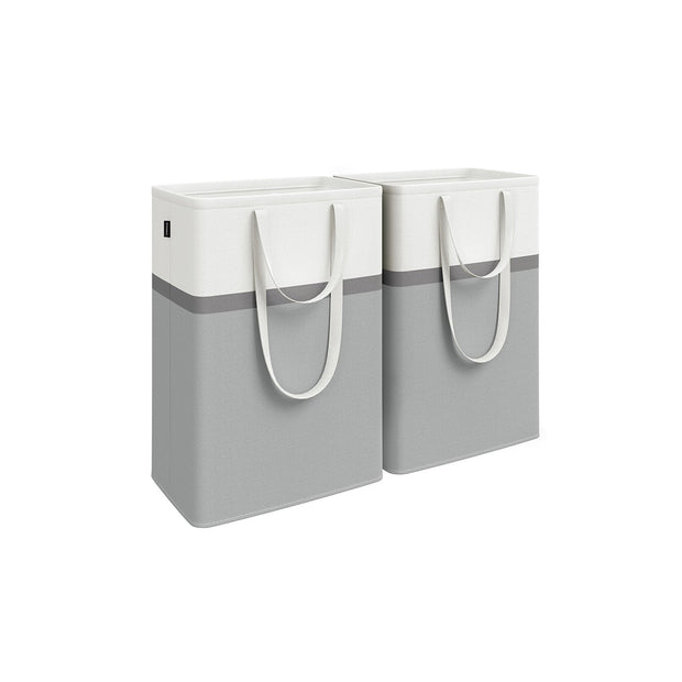 Collapsible Laundry Hampers – Fabric – Dove Grey – Set of 2, 75 L Capacity, Freestanding with Handles