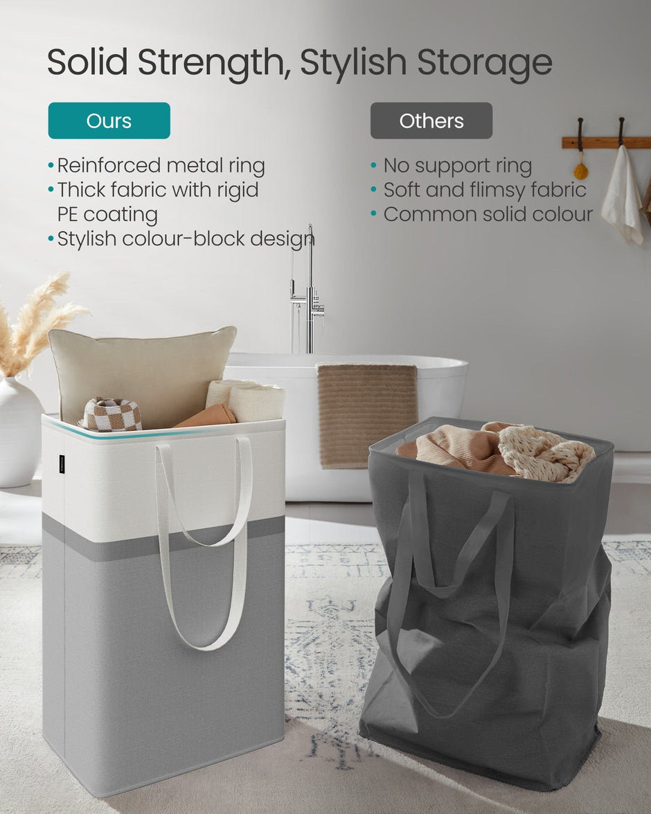 Collapsible Laundry Hampers – Fabric – Dove Grey – Set of 2, 75 L Capacity, Freestanding with Handles