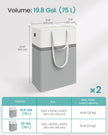 Collapsible Laundry Hampers – Fabric – Dove Grey – Set of 2, 75 L Capacity, Freestanding with Handles