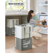 Set of 2 Large Laundry Baskets – Fabric – Dark Grey – Freestanding with 2 Compartments