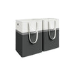 Laundry Hamper Set – Fabric – Ink Black – Collapsible with Short and Long Handles – 110 L Total Capacity