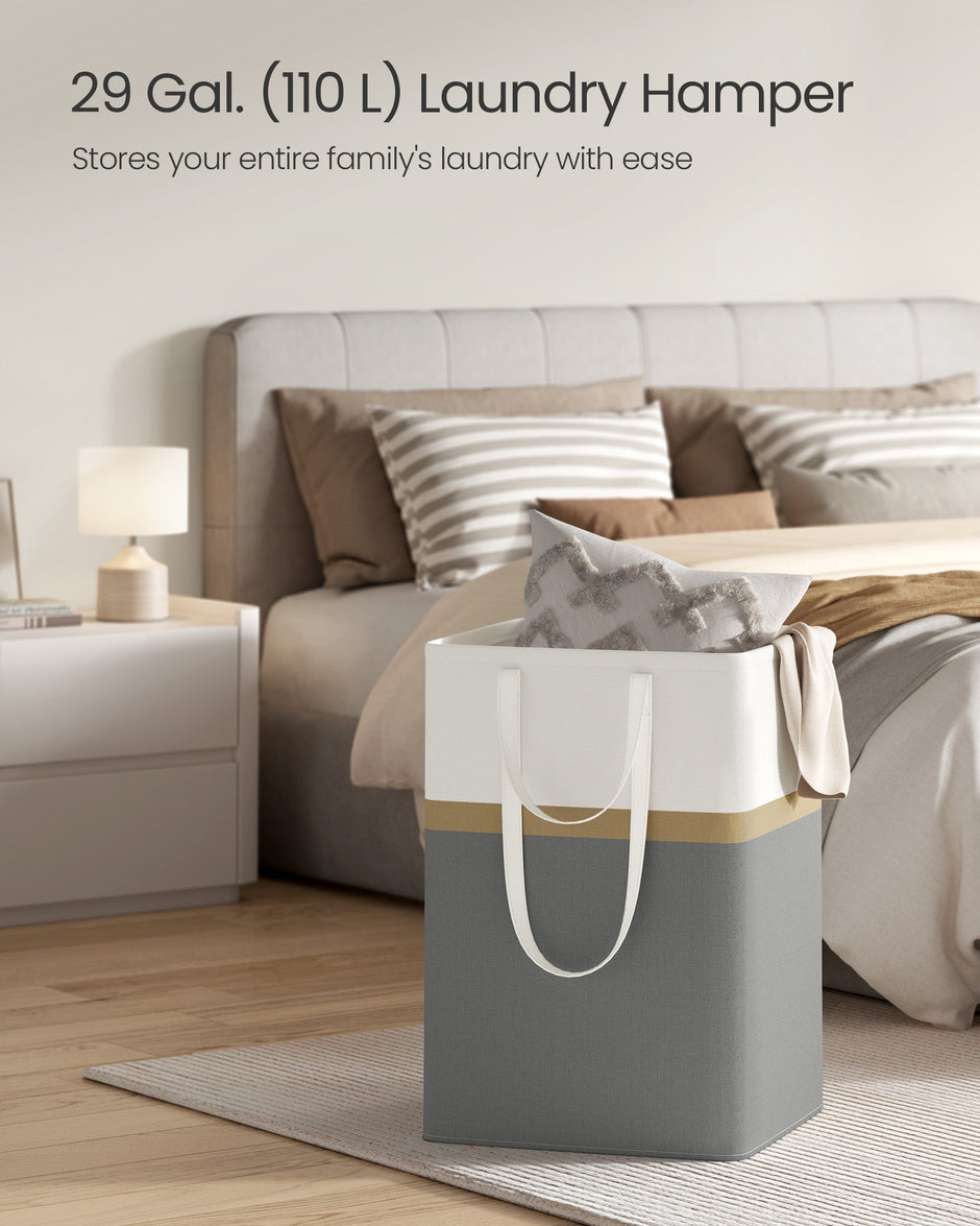 Collapsible Laundry Hampers Set of 2 – Fabric – Slate Grey – Easy to Transport and Clean