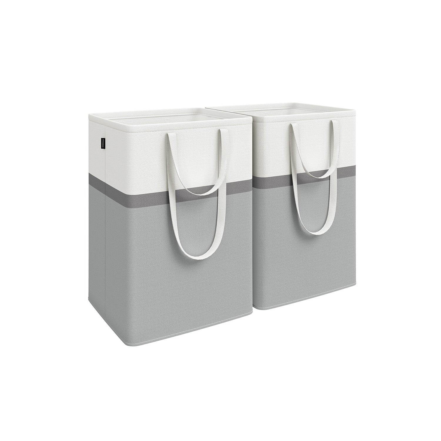 Collapsible Laundry Hampers Set of 2 – Fabric – Dove Grey – Freestanding and Portable