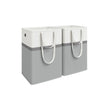 Collapsible Laundry Hampers Set of 2 – Fabric – Dove Grey – Freestanding and Portable