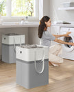 Collapsible Laundry Hampers Set of 2 – Fabric – Dove Grey – Freestanding and Portable