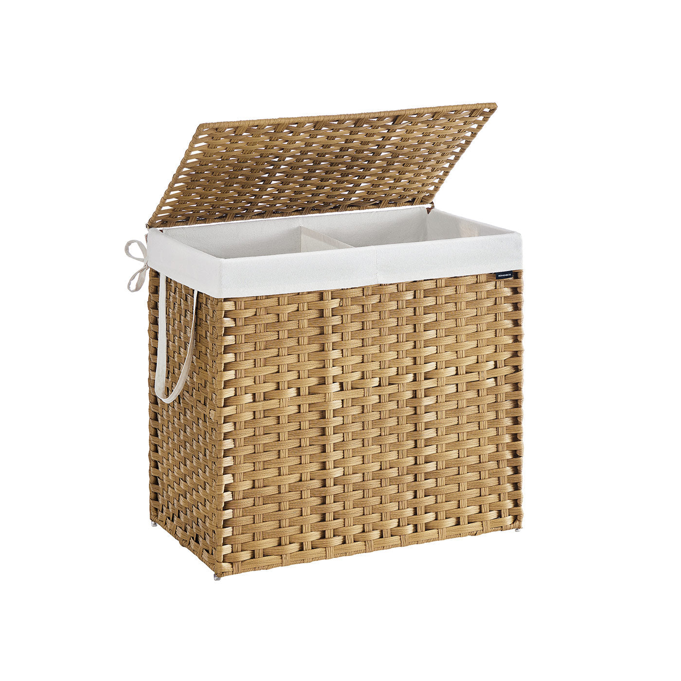 Laundry Basket – Synthetic Rattan – Natural – 160 L Capacity with Lid and Handles