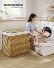 Laundry Basket – Synthetic Rattan – Natural – 160 L Capacity with Lid and Handles