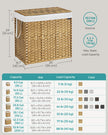 Laundry Basket – Synthetic Rattan – Natural – 160 L Capacity with Lid and Handles