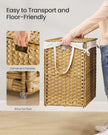 Laundry Hamper – Synthetic Rattan – Natural – Foldable with Lid and Handles