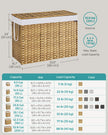 Laundry Hamper – Synthetic Rattan – Natural – Foldable with Lid and Handles