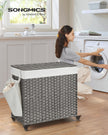 Laundry Basket – Rattan-Style – Natural – 3 Compartments with Removable Liner and Lid