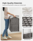 Laundry Basket – Rattan-Style – Natural – 3 Compartments with Removable Liner and Lid