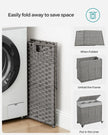 Laundry Basket – Rattan-Style – Natural – 3 Compartments with Removable Liner and Lid