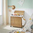 Laundry Hamper – Rattan-Style – Natural – 3 Compartments with Removable Liner