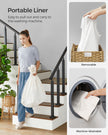 Rolling Laundry Hamper – Synthetic Rattan – Natural – 3 Compartments with Removable Liner and Wheels