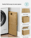 Rolling Laundry Hamper – Synthetic Rattan – Natural – 3 Compartments with Removable Liner and Wheels