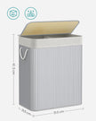 Divided Laundry Basket – Bamboo – Grey – 100L Capacity with Removable Liners and Lid