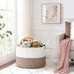 Laundry Basket – Cotton Rope – Brown & Beige – 100L with Handle