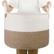 Laundry Basket – Cotton Rope – Brown & Beige – 100L with Handle