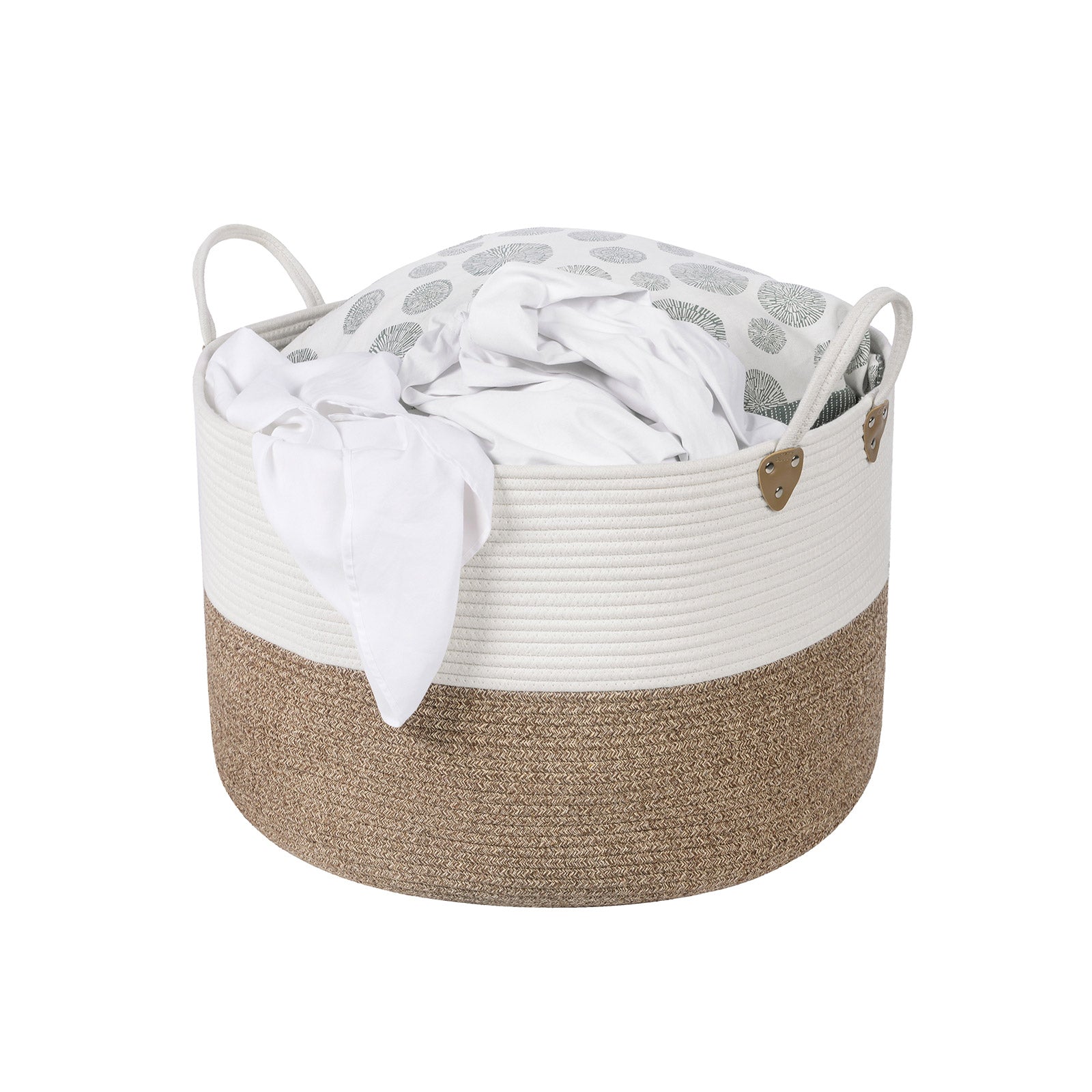 Laundry Basket – Cotton Rope – Brown & Beige – 100L with Handle