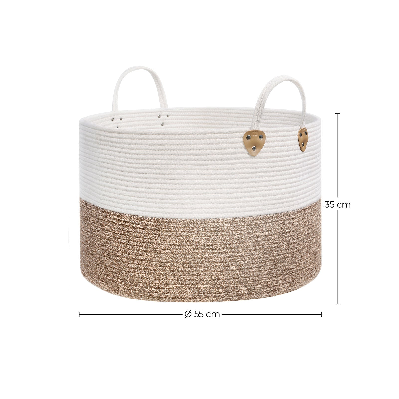 Laundry Basket – Cotton Rope – Brown & Beige – 100L with Handle