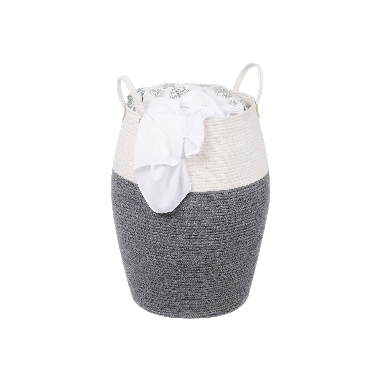 Laundry Basket – Cotton Rope – Grey-Beige – 125L Capacity with Handles