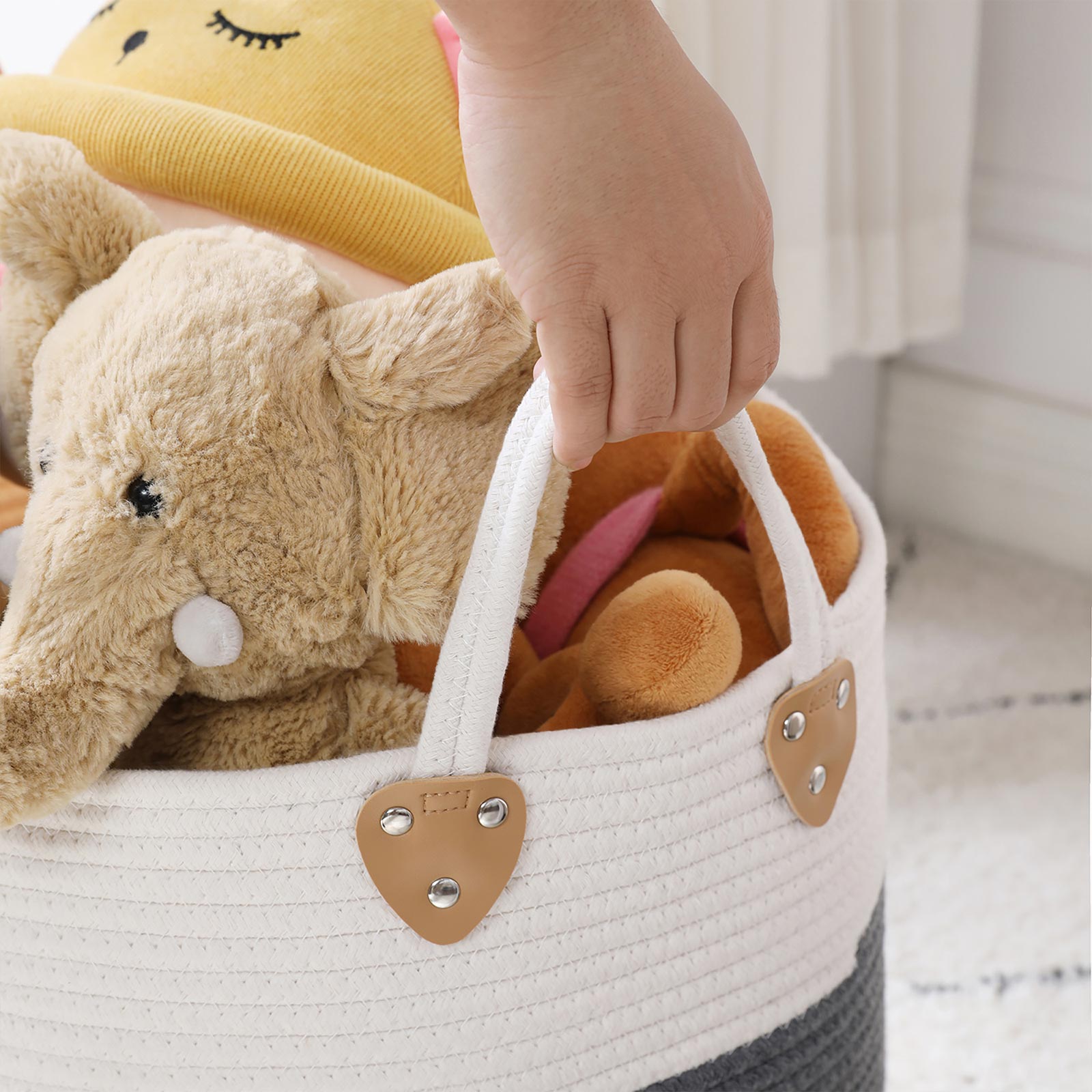 Laundry Basket – Cotton Rope – Grey – 50L Capacity with Handles