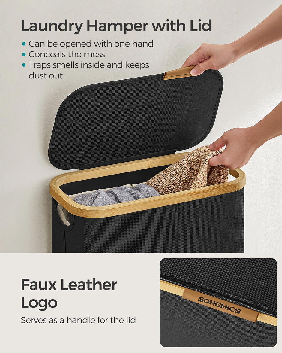 Laundry Basket – Oxford Fabric – Ink Black – Collapsible with Removable Mesh Liner