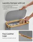 Laundry Basket – Oxford Fabric – Dove Grey – Slim, Space-Saving Design with Lid and Removable Mesh Liner