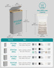 Laundry Basket – Oxford Fabric – Dove Grey – Slim, Space-Saving Design with Lid and Removable Mesh Liner