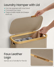 Laundry Basket – Oxford Fabric – Camel Brown – Space-Saving with Lid and Removable Mesh Liner