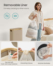 Laundry Basket – Oxford Fabric – Camel Brown – Space-Saving with Lid and Removable Mesh Liner