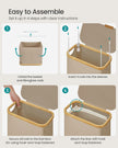 Laundry Basket – Oxford Fabric – Camel Brown – Space-Saving with Lid and Removable Mesh Liner