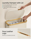 Laundry Basket – Oxford Fabric – Cream White – Slim Design with Lid and Removable Mesh Liner